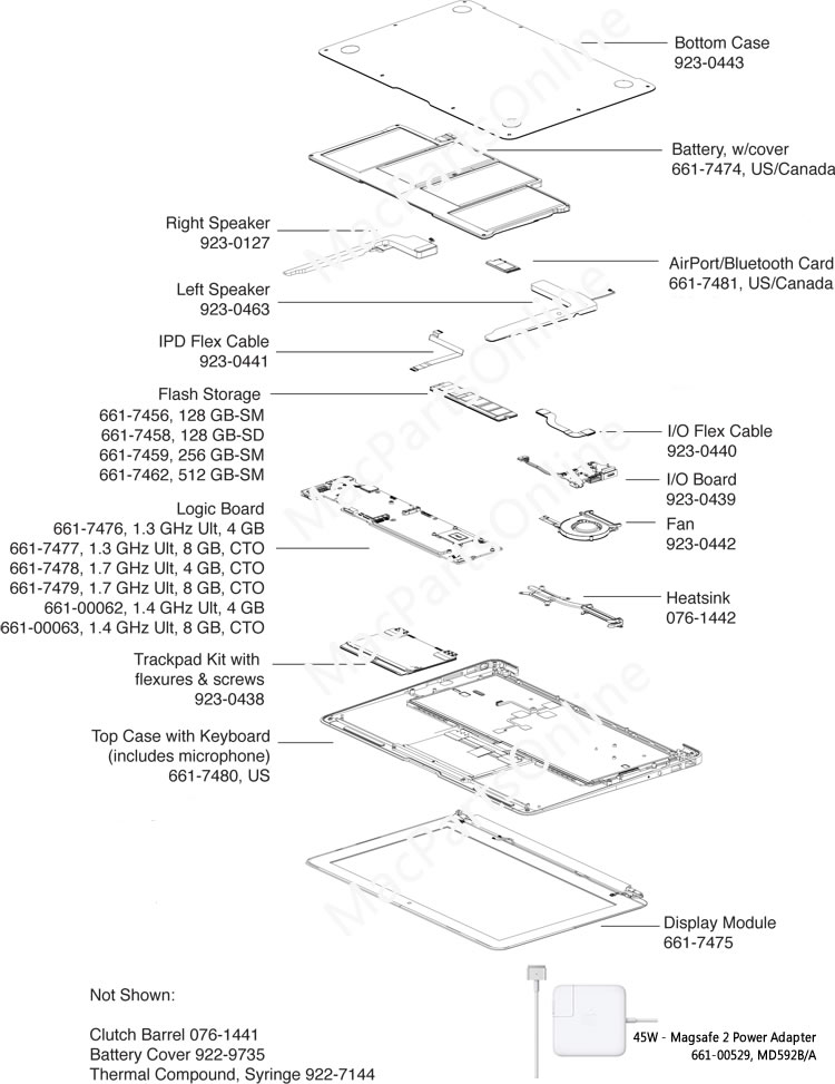 Macbook Air (13-inch Early 2014) A1466 Parts